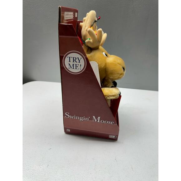 NEW Old Stock Gemmy Swinging Moose Swinging And Singing Plush Christmas - Picture 5 of 8
